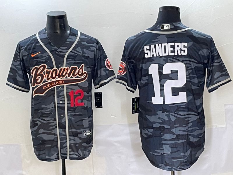 Men 2025 Cleveland Browns #12 Sanders Camo Joint Name Nike Limited NFL Jersey style 4